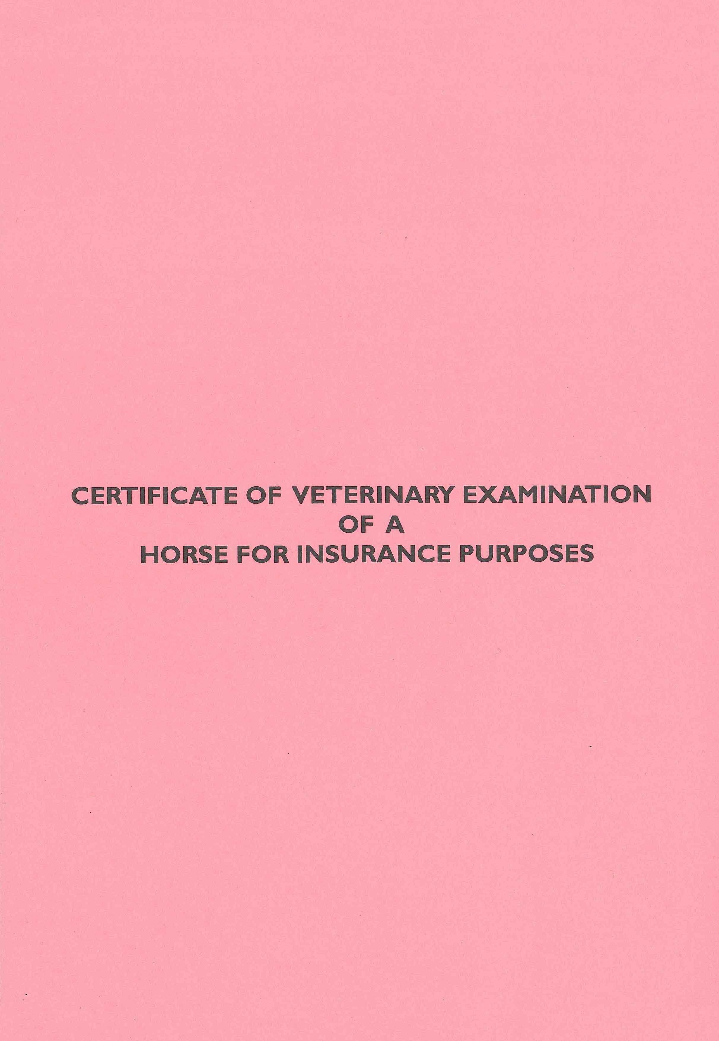 Certificates of Veterinary Examination of Horse