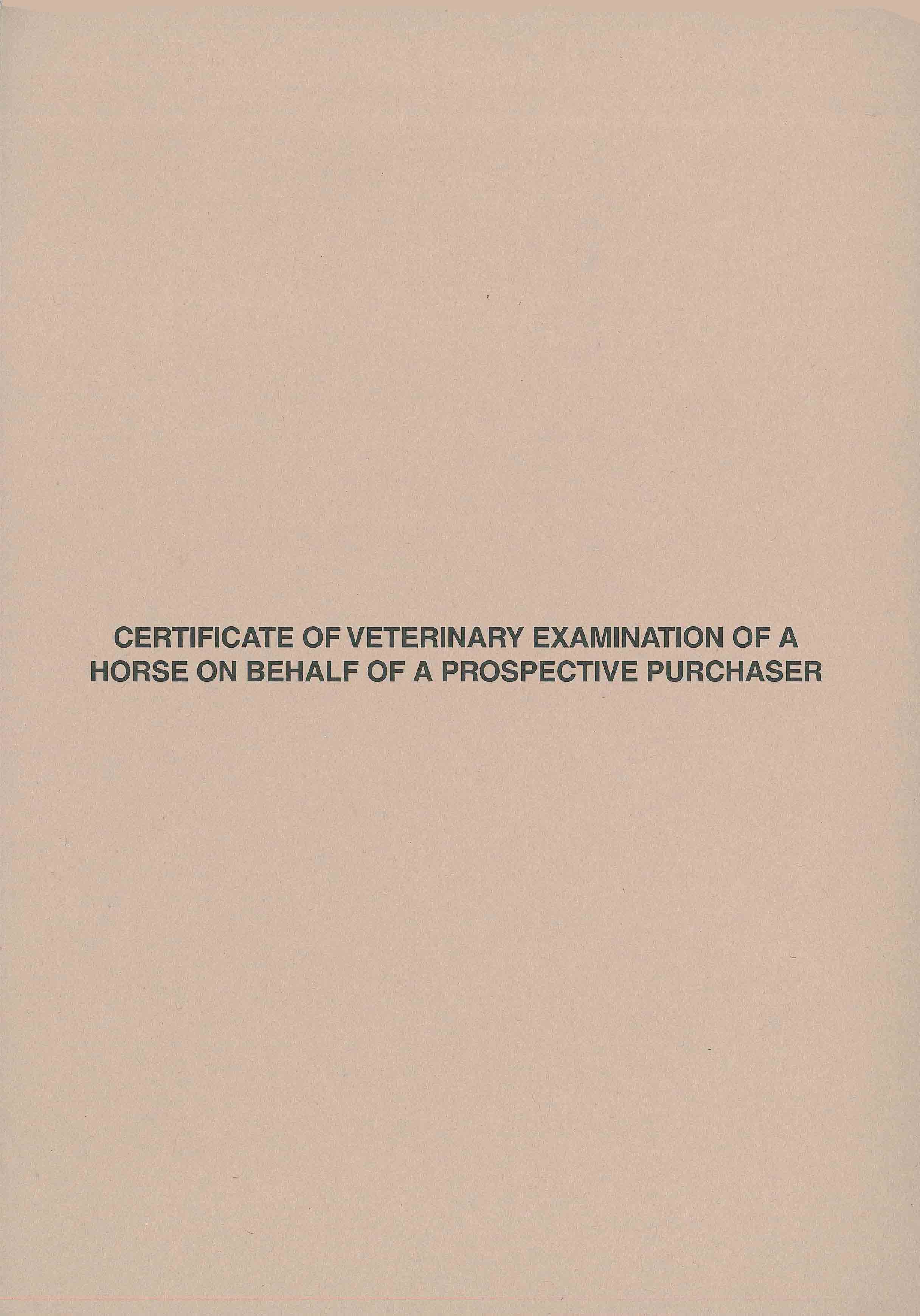 Certificate of Examination of Horse